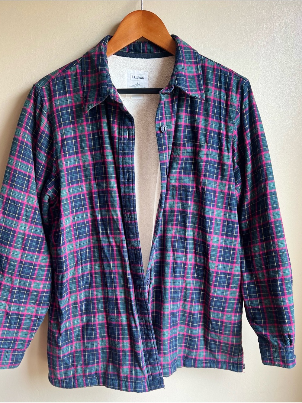 L.L.Bean Women’s Medium Plaid Fleece Lined Flannel Shirt Jacket Shacket